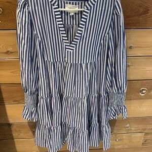 Pomander Place Blue and White Striped Dress
